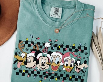 Comfort Colors® Retro Disney Christmas Shirt Mickey And Friends Christmas Shirt WDW Disneyland Matching Christmas Shirt Merry Christmas Tee