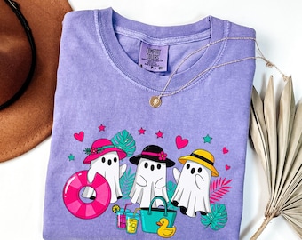 Comfort Colors® Summerween Ghost Shirt, Funny Ghost Shirt, Ghost Beach Shirt, Halloween Beach Shirt, Summer Halloween Shirt, Spooky Season