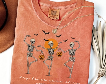 Comfort Colors® Christian Halloween Shirt, Dancing Skeleton Dry Bones Come Alive, Fall Jesus Shirts, Bible Verse Shirt Scripture Shirt Faith