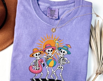 Comfort Colors® Funny Dancing Skeletons, Trendy Skeleton Shirt, Cute Summer Shirt, Funny Summer Beach Skeleton Shirt, Beach Shirt, Beach Tee