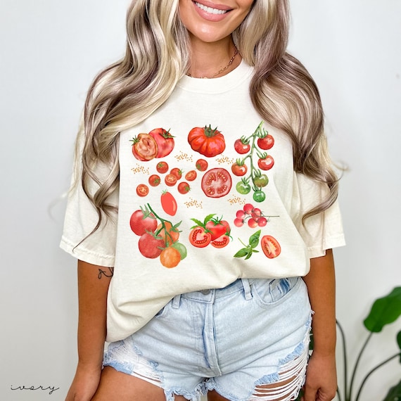Comfort Colors® Tomato Shirt, Fruit Shirt, Botanical Shirt, Cottagecore Clothing Vegan Shirt, Garden Shirt Vegetable Shirt,Aesthetic Clothes