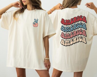 Comfort Colors® Retro America Shirt, 4th of July Shirt, Groovy 4th of July Shirt, USA Shirt, Memorial Day, Patriotic Shirt Stars and Stripes