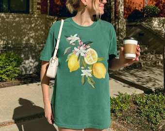 Comfort Colors® Vintage Lemon Graphic Tee, Retro Citrus Fruit Shirt, Aesthetic Summer T-Shirt, Fresh Organic Vibe Tee, Aesthetic Fruit Shirt