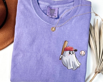 Comfort Colors® Ghost Baseball Shirt, Ghost Halloween Shirt, Game Day Shirt, Baseball Tee, Halloween Gifts, Baseball Season Tshirt