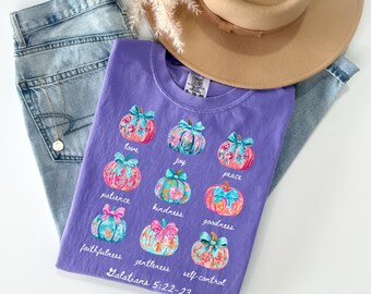 Comfort Colors® Pumpkin Christian Shirt, Buffalo Plaid Pumpkin Shirt, Bible Verse Shirt, Christian Halloween Shirt, Jesus Shirt, Fall Shirt