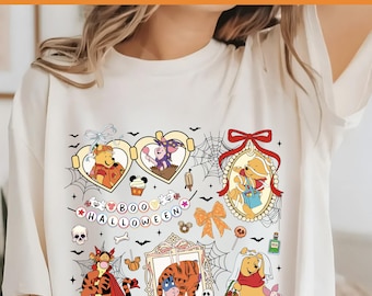 Disney Winnie The Pooh Halloween Coquette Bow Dtf Transfer, Winnie The Pooh Halloween DTF Transfer for Ready to Press, Ghost Winnie Dtf