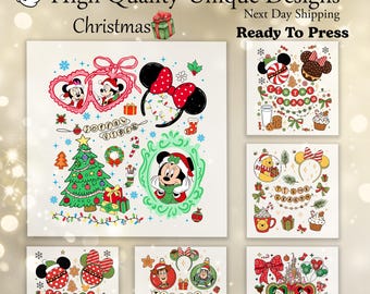 Archivo DTF de Navidad de Disney, Mickey y sus amigos listos para imprimir, transferencia de archivo DTF de Navidad de Mickey y Minnie, archivo DTF de Navidad de Disneyland