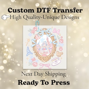 Disney Castle DTF Transfer, Princess Bow DTF , Disney Watercolor Ready To Press,Disney Family DTF Print,Minnie Heat Press,Iron On Transfer