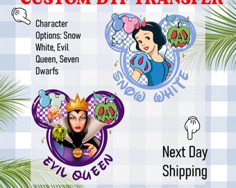 Disney Snow White DTF, Seven Dwarfs Dopey DTF, The Seven Dwarfs Feeling Dopey Transfer, Disney Dopey Evil Queen, Disneyland Family Vacation