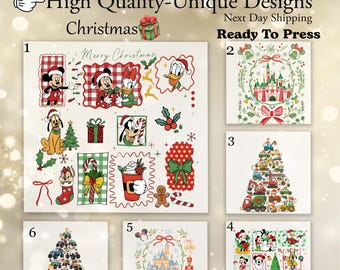 Mickey And Friends Christmas For Disney Lover Dtf Transfer, Dtf Transfer Disneyworld, Dtf Transfer Disneyworld Christmas