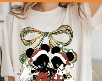 Mickey and Minnie Christmas Coquette DTF Transfer, Disneyland DTF, Ready To Press, Mickey Image Transfer, Disney Trendy Shirts DTF Design