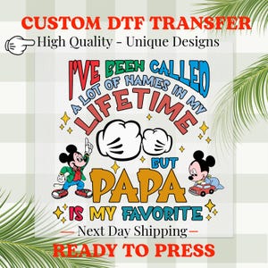 Mickey Father&#39;s Day DTF Transfer, Ready to Press | Heat Transfer, T shirt Transfer, Direct to Film Ready to Press, Fathers Day DTF, Daddy