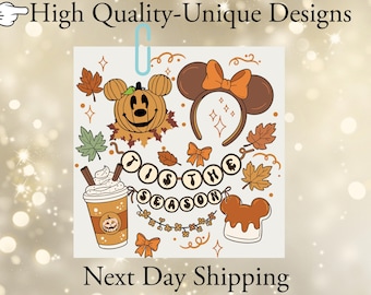 Tis The Season Dtf Coquette Bow Disney Castle Halloween Dtf Transfer, Disney Fall Mickey Pumpkin Ready To Press, Disney Family Halloween Dtf
