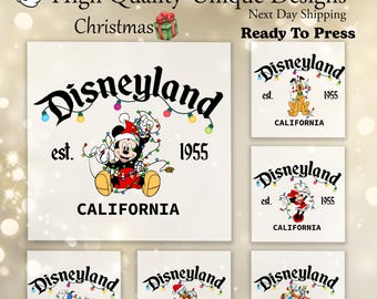 Mickey y sus amigos navideños de Disneyworld (DTF), Luces navideñas de Disneyworld listas para imprimir, Navidad de Disneyworld 1971 lista para imprimir