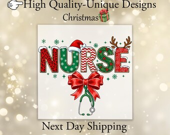Christmas Nurse Ready To Press DTF, Nurse Coquette Christmas DTF Transfer, Retro Christmas Print, School Nurse Christmas Dtf, Christmas Bow
