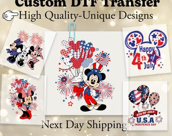 Disney 4th of July Mickey and Minnie Ready to Press, DTF Transfers, Disney DTF Prints, Heat Transfer DTF transfers, Magic Kingdom Dtf
