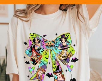 Disney Princess Halloween DTF, Halloween Princess Bow Shirt, Trick Or Treat DTF, Spooky Season Shirt, Disney Girls Halloween Coquette Dtf