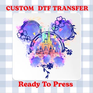 Disney Castle Dtf Transfers, Disney Castle Ready To Press, Disney Water Color Castle Heat Press, Disney Minnie Castle Iron On Transfer,