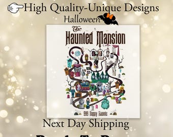 Retro Haunted Mansion Map Dtf Transfer, Stretching Room Ready to Press design, Disney Vintage Halloween sublimation, Disney Family Trip Dtf
