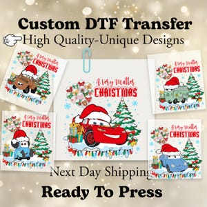 Disney Cars Characters Christmas DTF, Disney Cars Christmas DTF Transfer, Disney Cars DTF, Lightning McQueen Christmas Shirt, Cars Shirt