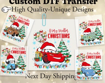 Disney Cars Characters Christmas DTF, Disney Cars Christmas DTF Transfer, Disney Cars DTF, Lightning McQueen Christmas Shirt, Cars Shirt