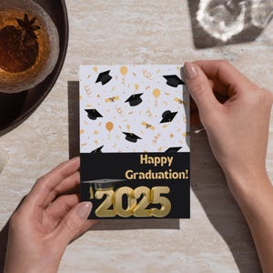 de remise des diplômes imprimable | Téléchargement numérique de 5 x 7 pouces | de félicitations plate | Cadeau promotion 2025 | Carte DIY Diplômé | casquette | Diplômé |
