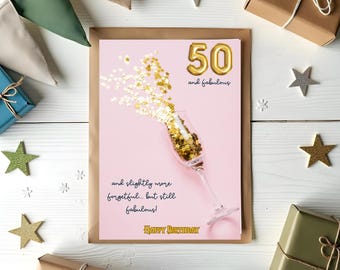 50 Year Old Birthday Card Funny, Unique Humor for 50th Birthday Celebration, Perfect Gift for Her.  BCB16F.1