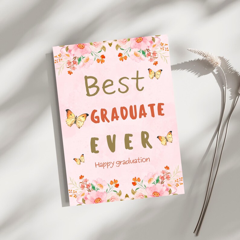 Printable Graduation Card: Pink Butterfly Class of 2025 (5x7 Digital ...