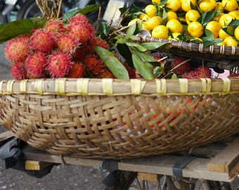 Rambutan & Mandarins on Bicycle, Hanoi – Museum-Grade Metal Print