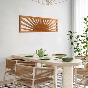 Sunburst-muurkunst DXF | Zonsopgang paneel SVG | Modern boho-lasergesneden bestand | Horizontale wanddecoratie | CNC-gereed |