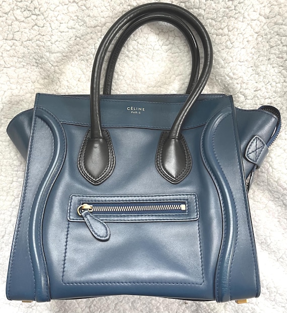 Celine Two-tone Micro Luggage Bag in Smooth Blue and Black  display picture 2