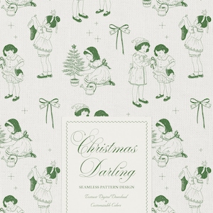 Adorable Dainty Christmas Seamless Repeating Pattern Design Digital Download | “Christmas Darling”