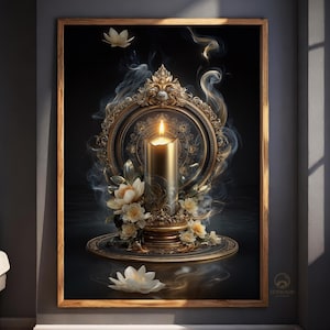 Golden Lotus Candle Art