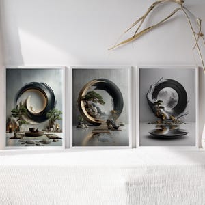 Enso Zen Circle Wall Art Trio-Digital Download Set