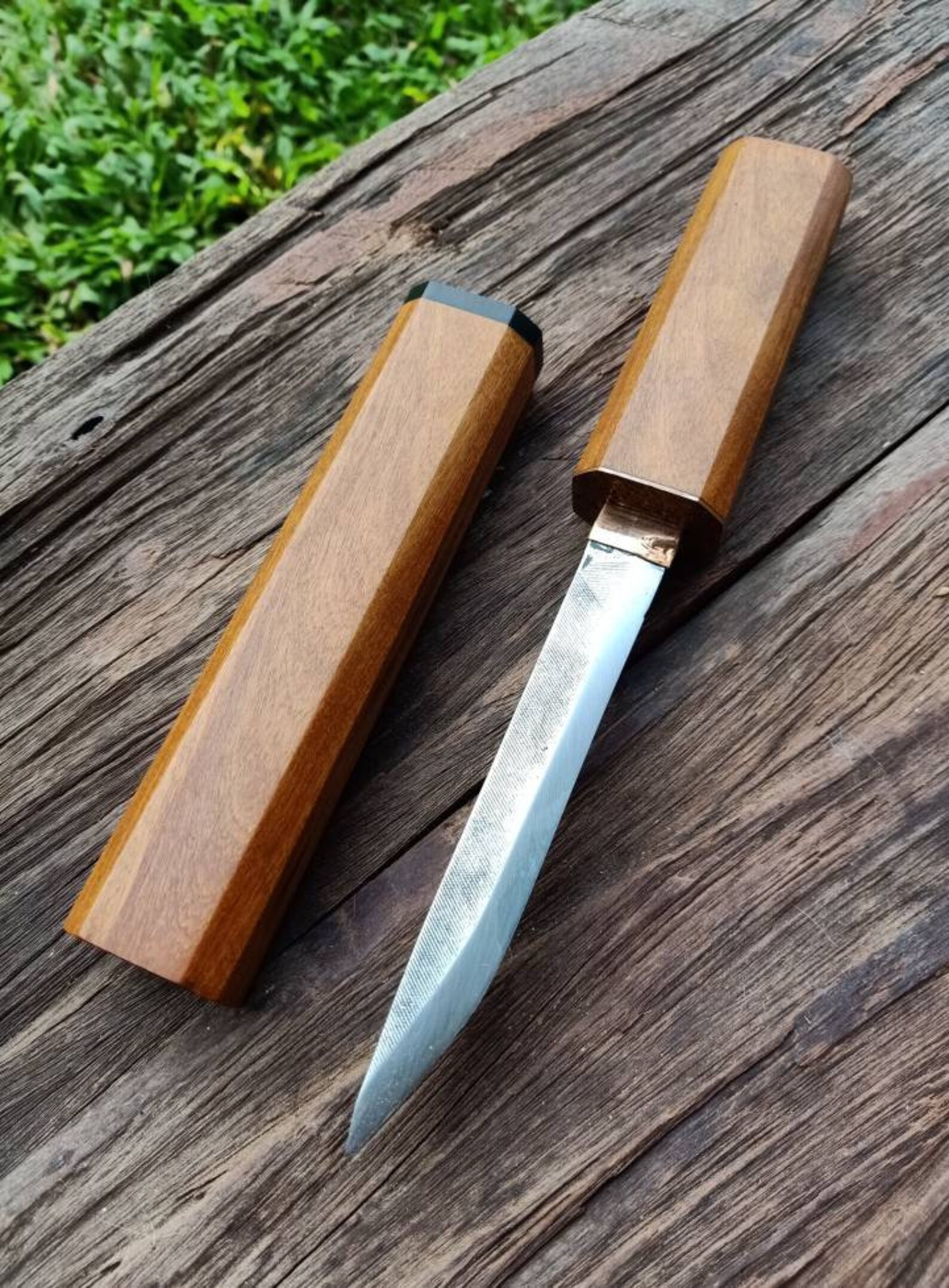 Handmade Japanese Style Knife Unique Knife Wooden Case Etsy