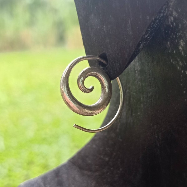 Handmade Sterling Silver Spiral Tribal Earrings - Ethnic Thai Silver Spiral Earrings - Boho Silver Spiral Earrings - Silver Hoop Earrings