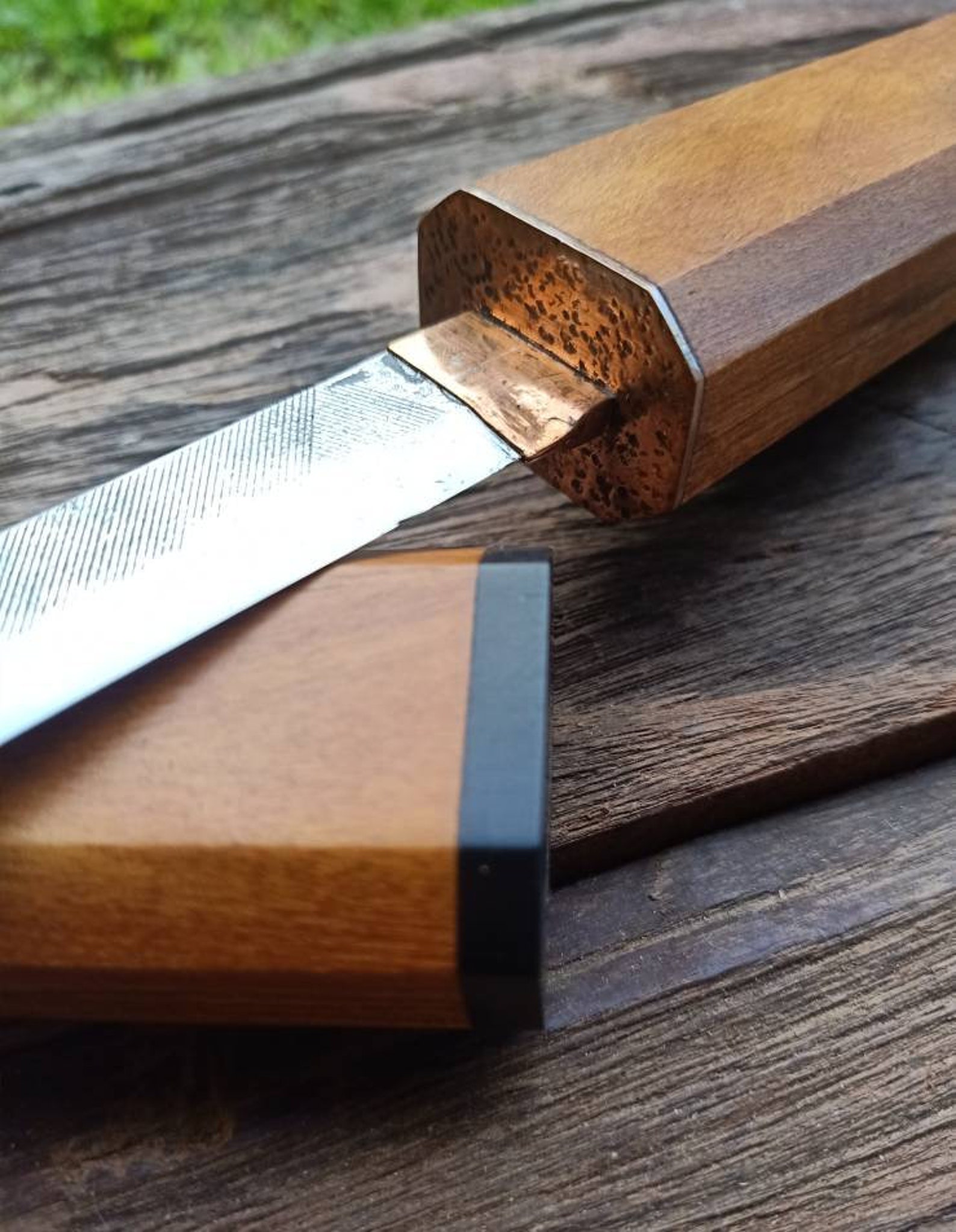 Handmade Japanese Style Knife Unique Knife Wooden Case Etsy