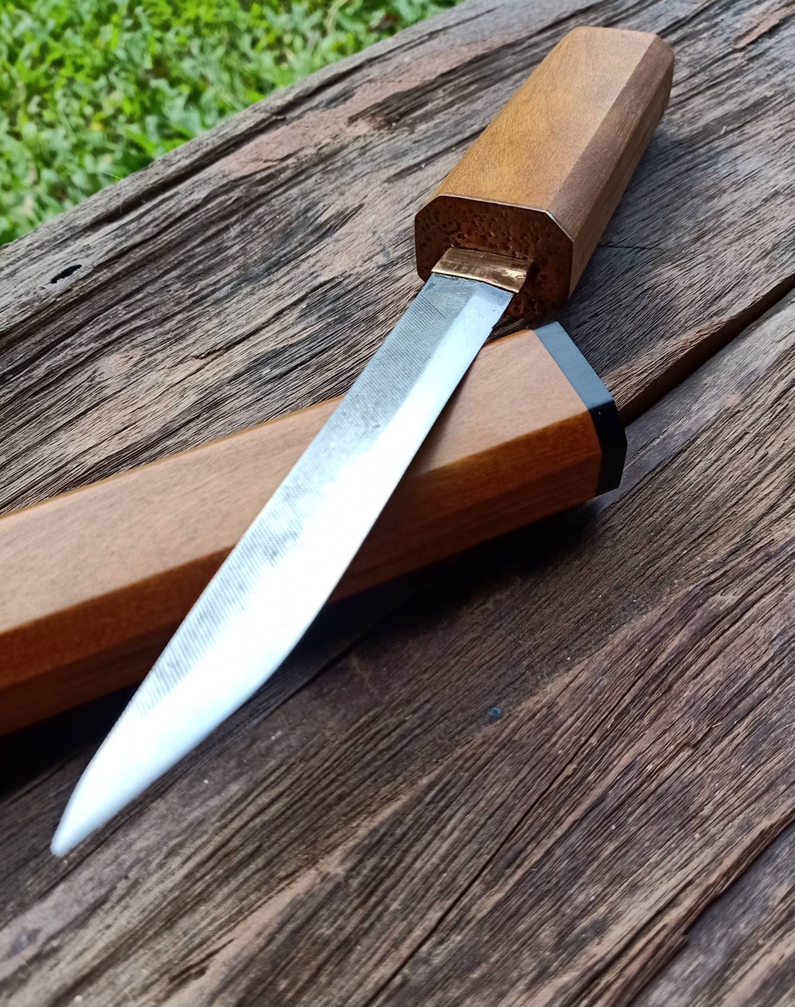 Handmade Japanese Style Knife Unique Knife Wooden Case Etsy