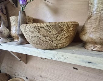 hand turned spalted rock maple bowl