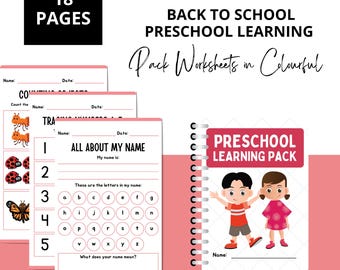 Preschool Learning Pack: Back to School Workbook (Digital Download)