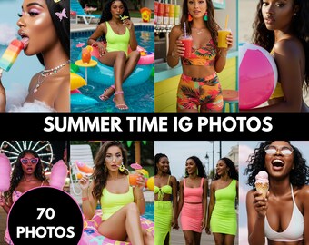 Fotos de archivo de verano: Magia de chicas negras, branding en redes sociales (descarga digital)