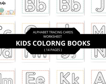 Alphabet Tracing Cards Worksheet | Pastel Color ABC Flashcards | Printable Preschool Learning Activity