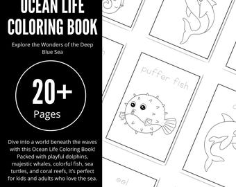 Ocean Life Coloring Book | Sea Animals Printable Pages | Kids & Adults Relaxing Activity