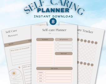 Self-Care Planner Canva Template | Daily Gratitude, Affirmations, Self Reflection | Printable Wellness Journal PDF | Mental Health Planner