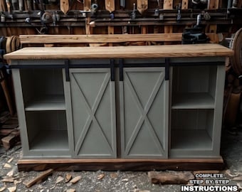 Barn Door Console Plans PDF: Rustic Farmhouse TV Stand Blueprint
