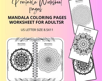 Mandala Coloring Pages Worksheet for Adults | Printable Stress Relief & Relaxation Activity