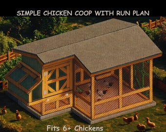 DIY Chicken Coop Plans with Run: Easy Build for 6 Chickens (Digital Download)