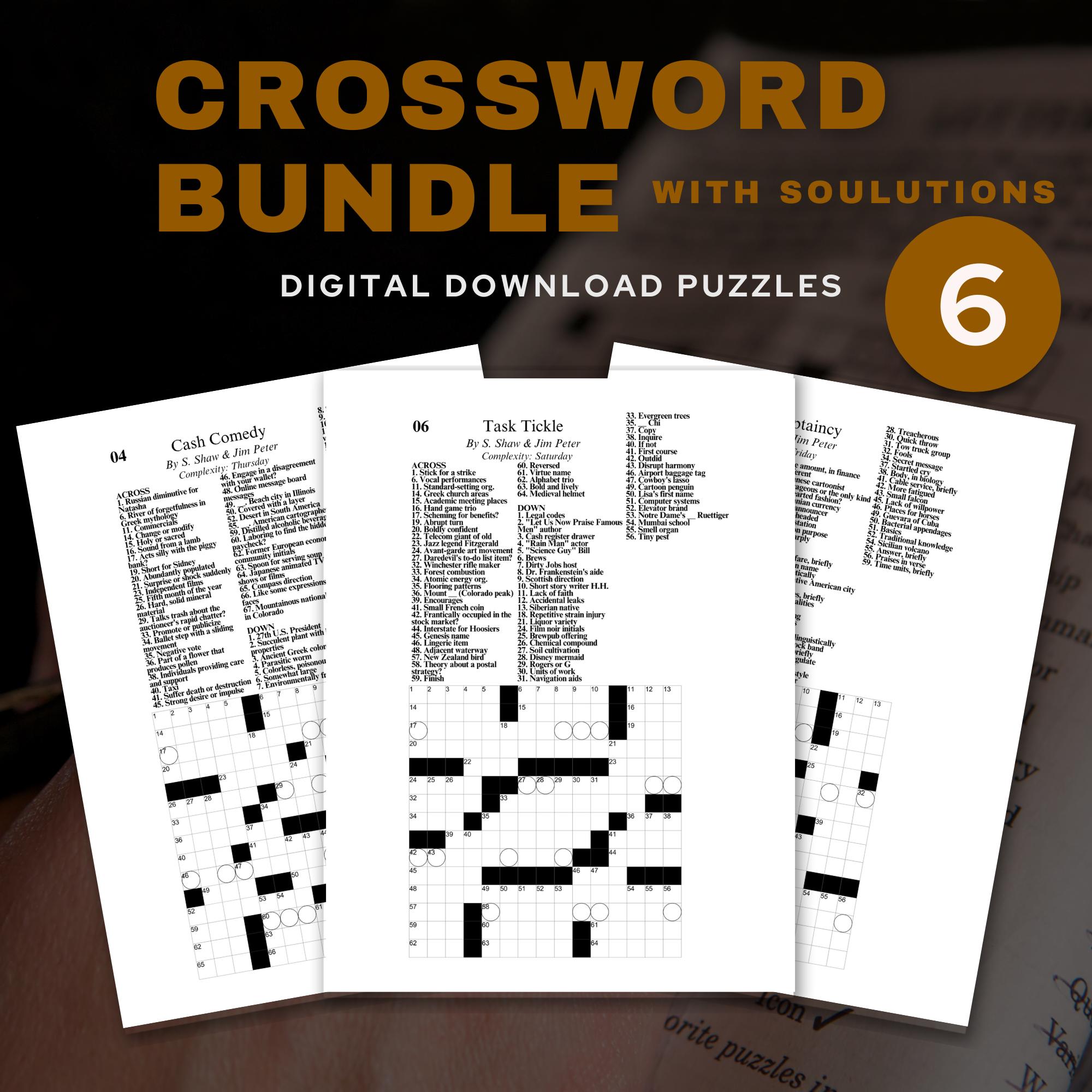 Printable Crossword Puzzles for Adults & Seniors: Mind Bender Game (PDF  Download)