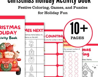 Christmas Holiday Activity Book | Fun Printable Worksheets for Kids | Santa, Snowman & Festive Games
