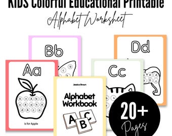 Kids Alphabet Worksheets Printable | Preschool ABC Learning Workbook | Toddler Educational Activity Pack